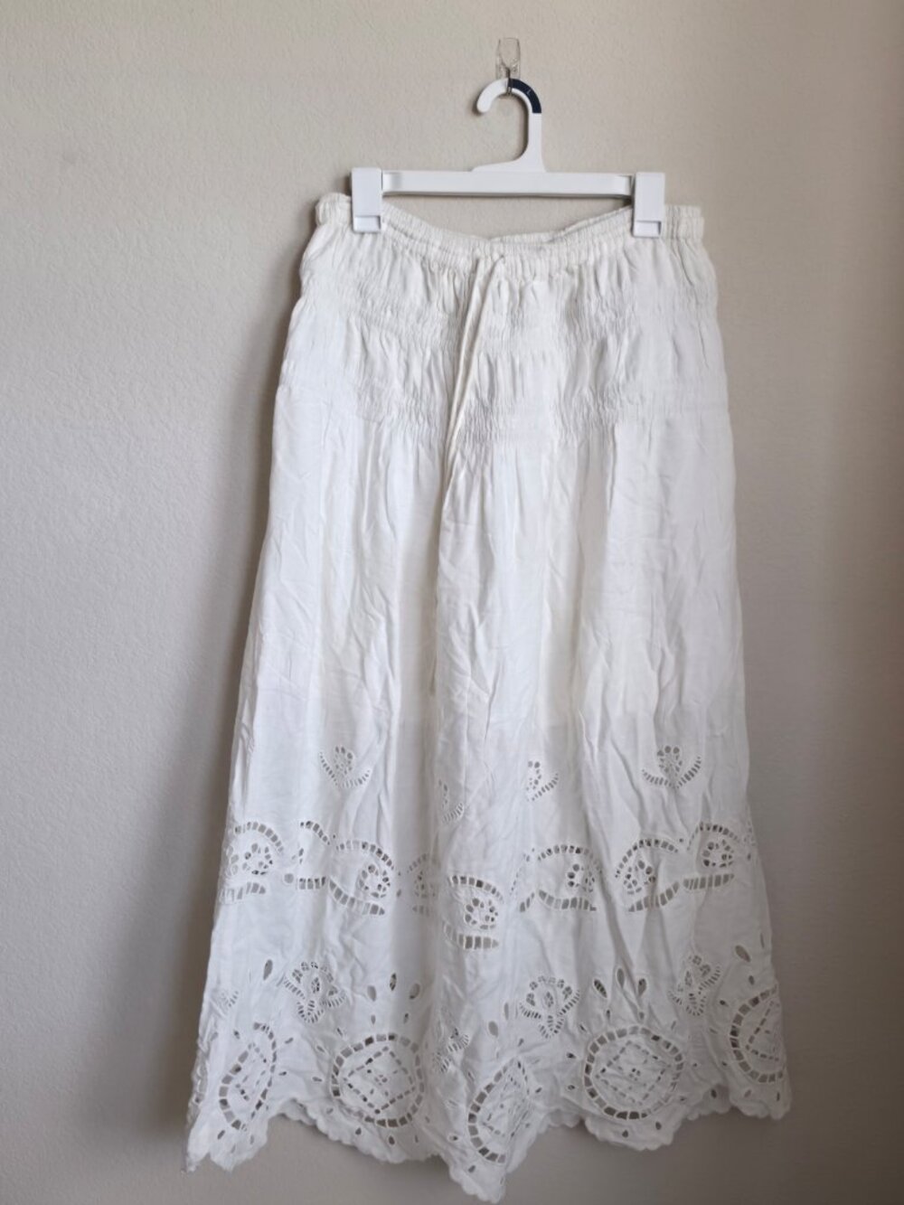 Future Collective cream white high rise drop waist eyelet maxi skirt NWT L
